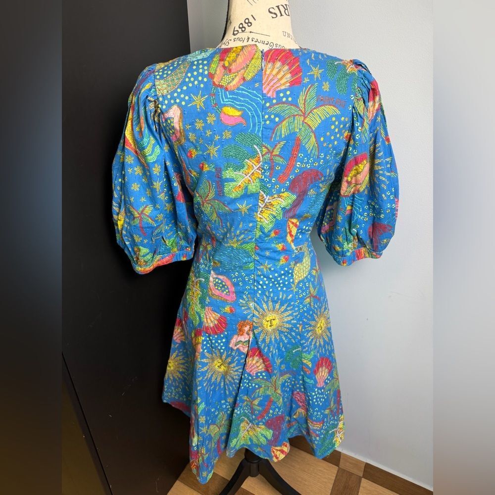 Farm Rio Ocean Stories Lace Up Cotton Minidress NWT Size S - Picture 4 of 14
